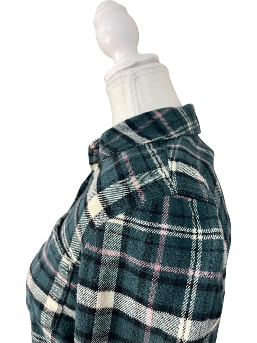 Madewell Flannel Classic Ex-Boyfriend Shirt Green - Picture 7 of 16